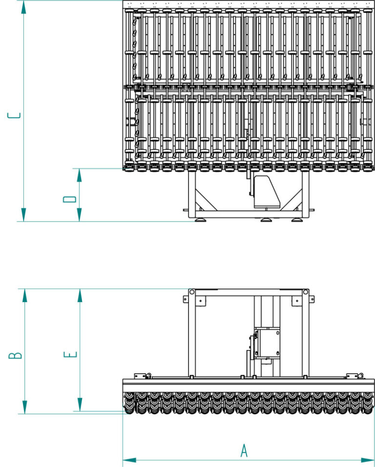 Transportador basculante neumático · Plano de dimensiones