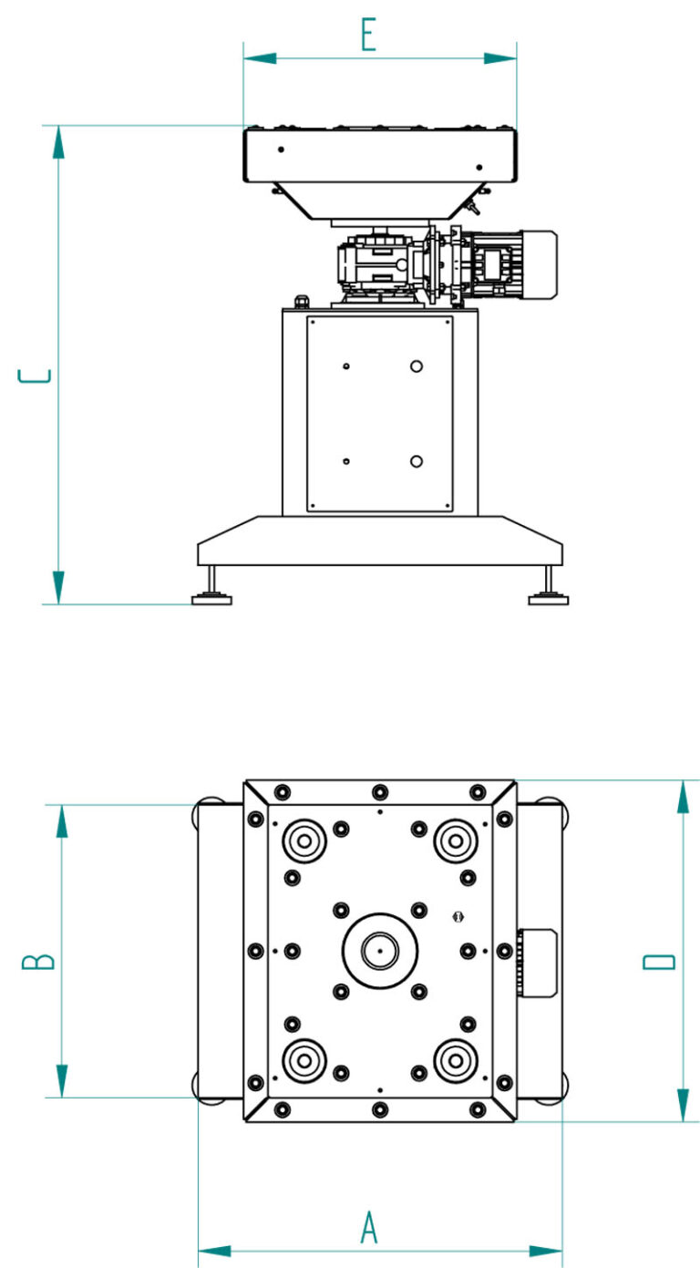 IT116S · Mesa giratoria de sellado · Plano de dimensiones