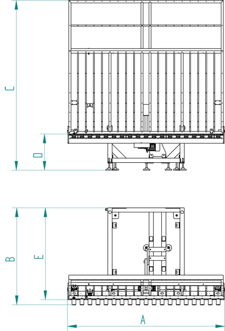 Transportador basculante electromecánico · Plano de dimensiones