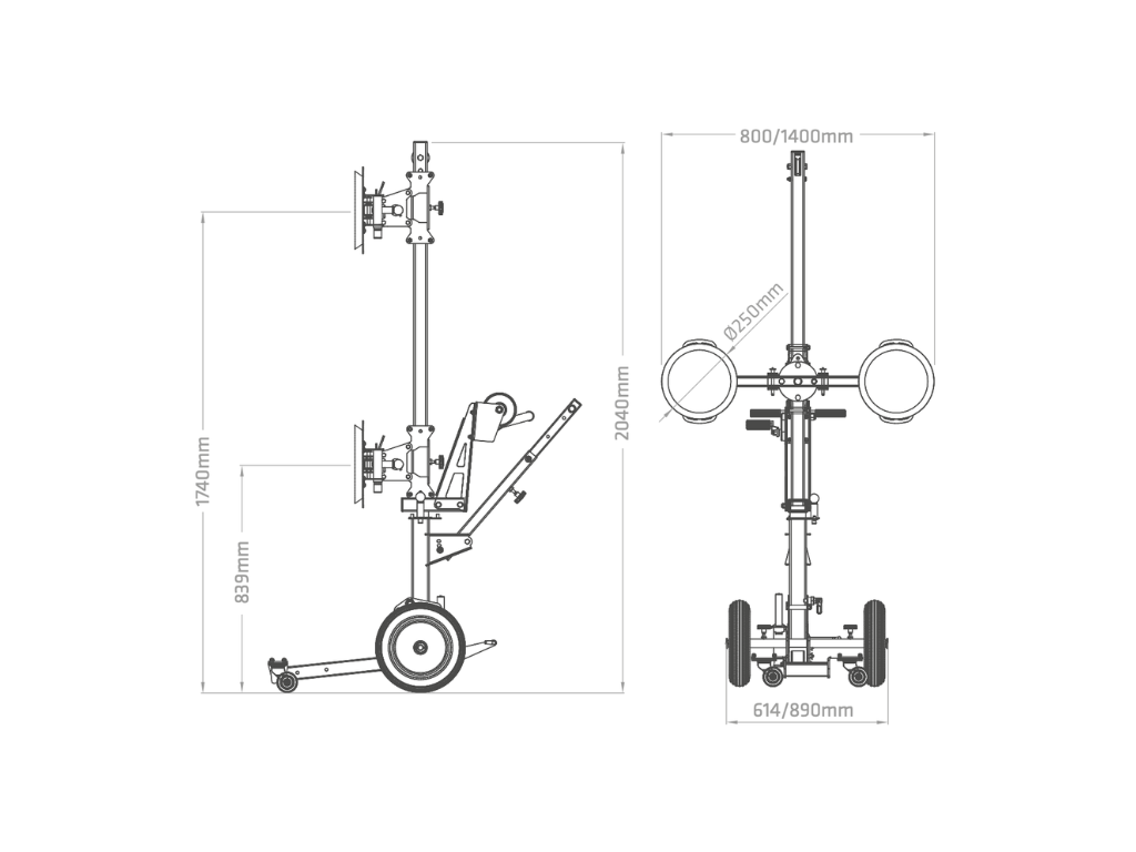 EXPRESS 200S de serie · Plano del carro con desplazamiento lateral