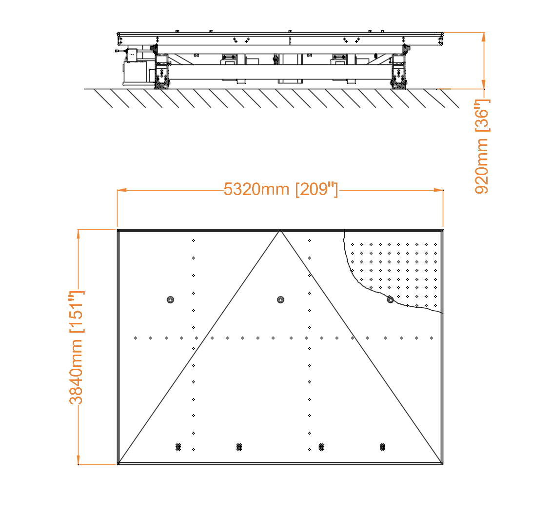 MT-500 · Plano del fabricante: planta y alzado
